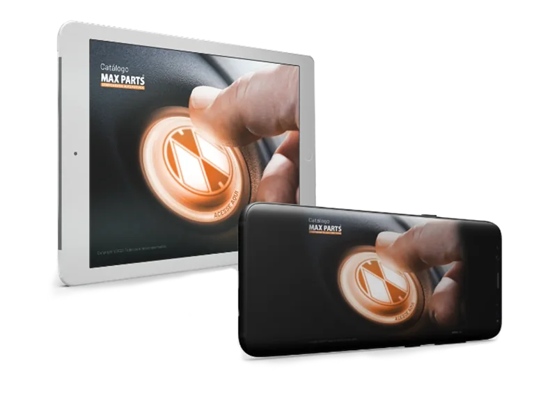 Catálogo de produtos MaxParts em tablet e celular