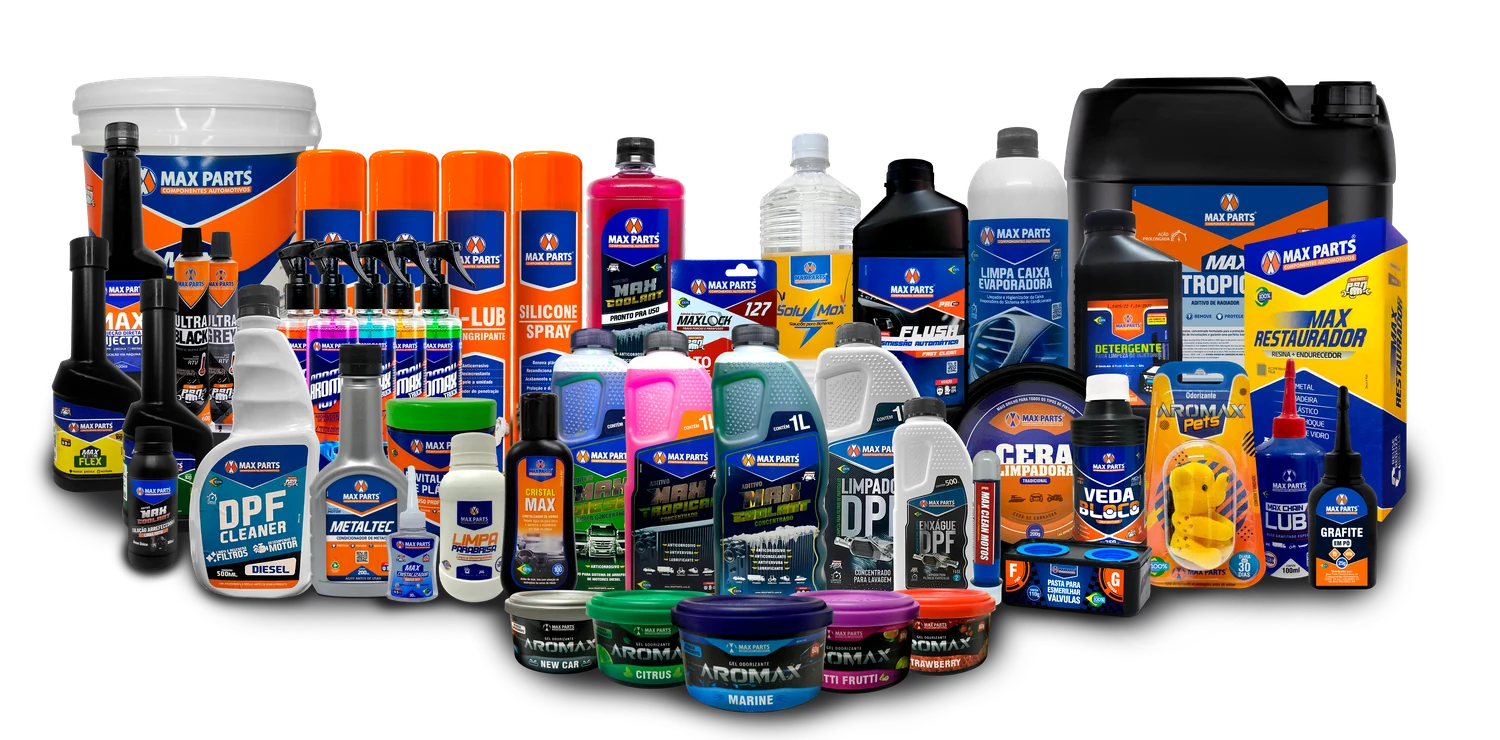Linha de produtos MaxParts: aditivos, lubrificantes, limpeza e cuidados automotivos